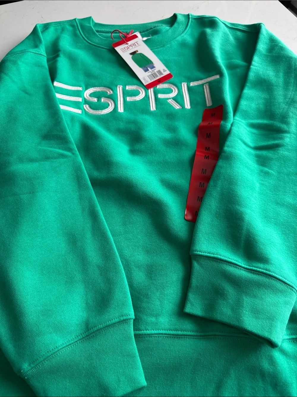 Esprit Crewneck Sweater in Teal with White Logo - Picture 2 of 3